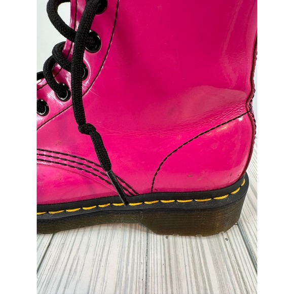 Dr Martens 1460W Hot Pink Patent Leather Lace Up Combat Boots Women's Size 6 - Picture 6 of 14